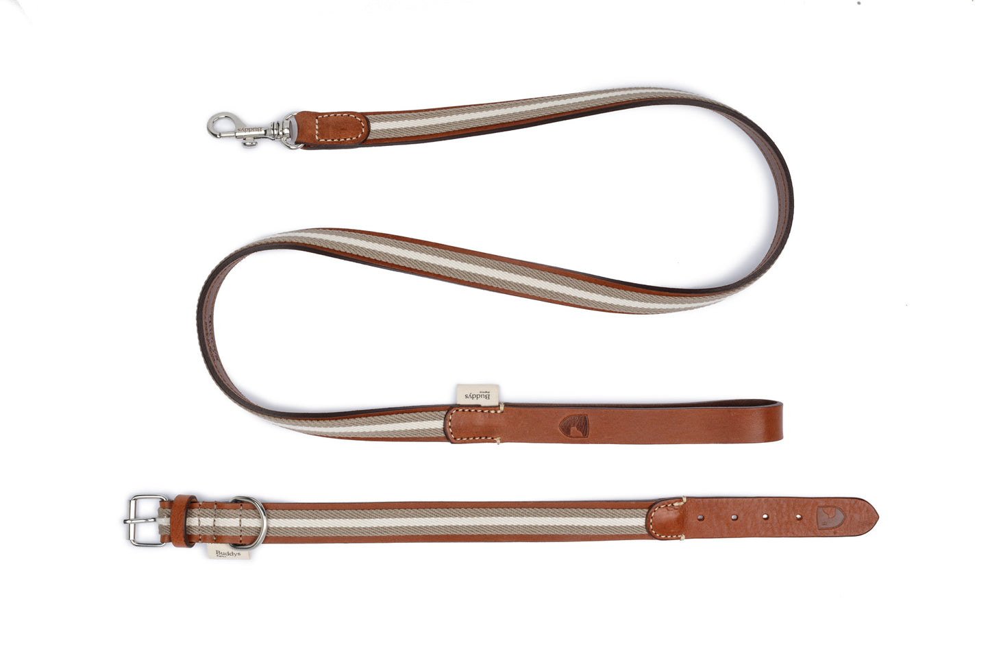 Baseball Leather Dog Lead Grey