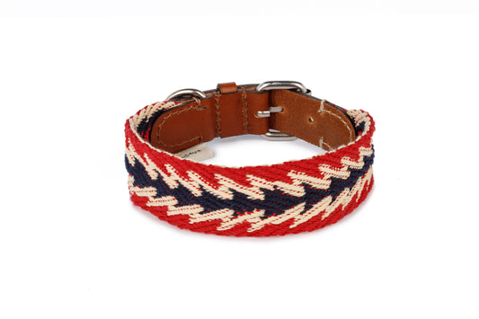 Peruvian Arrow Cotton Dog Collar Red