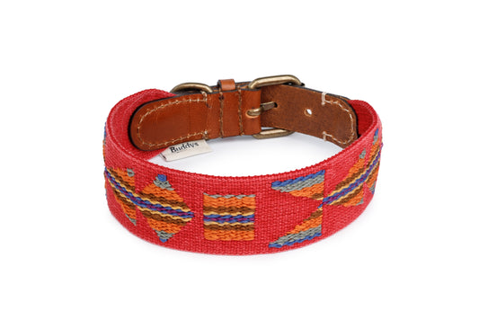 Etna Cotton Dog Collar Red