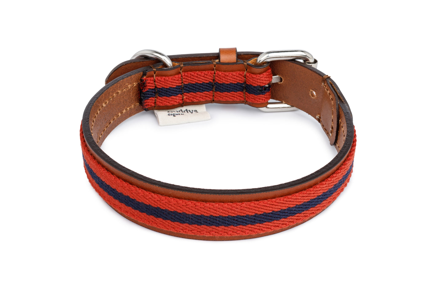 Baseball Leather Dog Collar Red