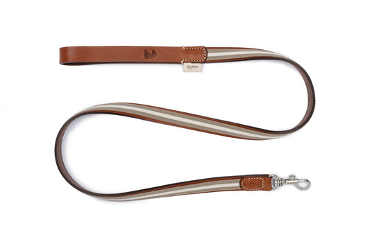 Baseball Leather Dog Lead Grey