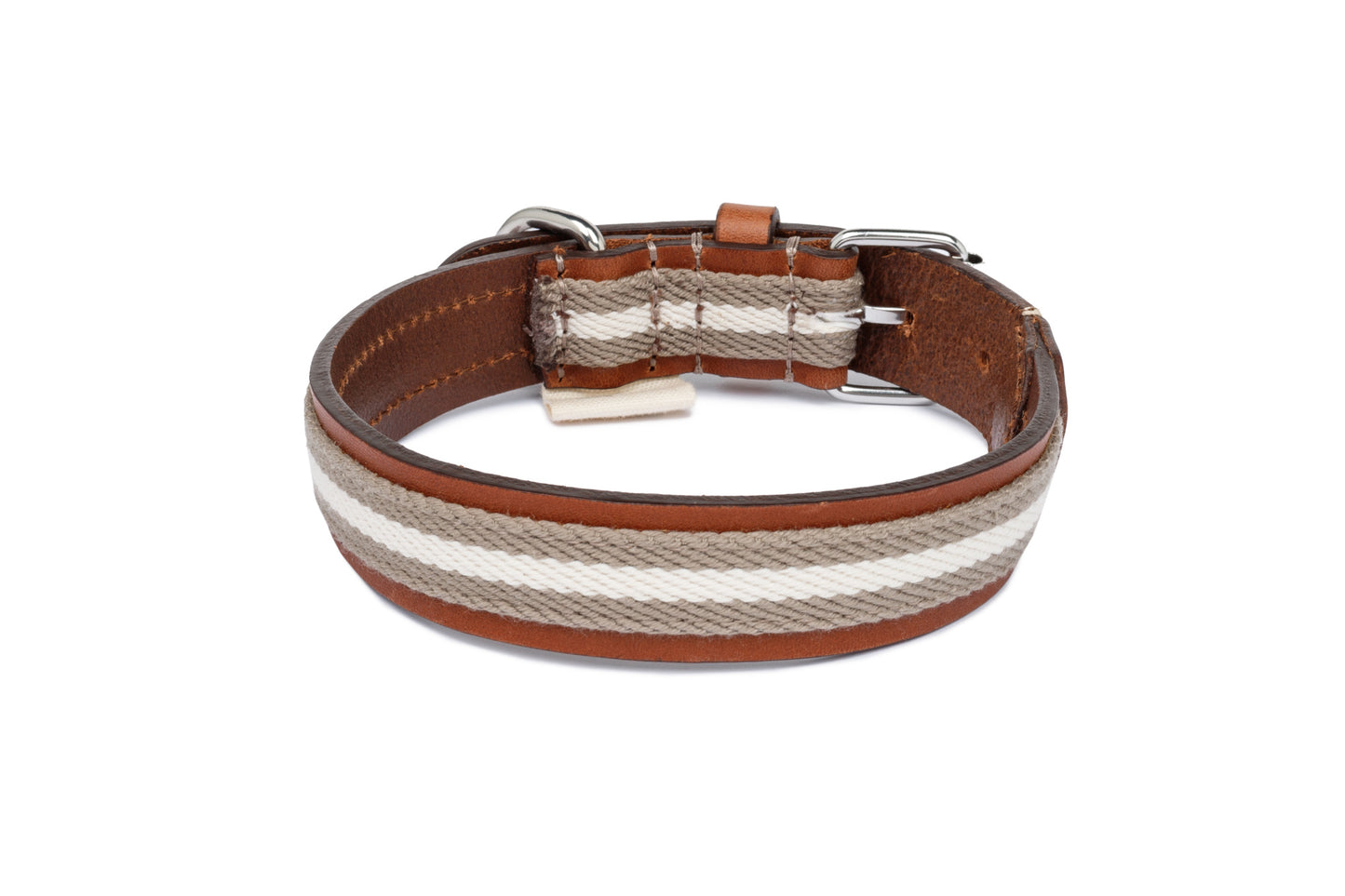 Baseball Leather Dog Collar Grey