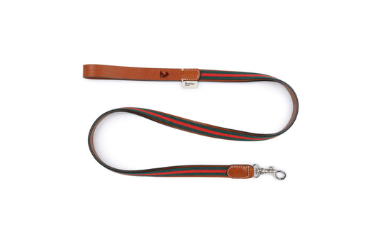 Baseball Leather Dog Lead Green