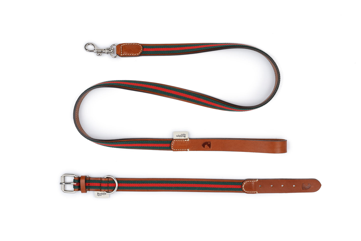 Baseball Leather Dog Lead Green