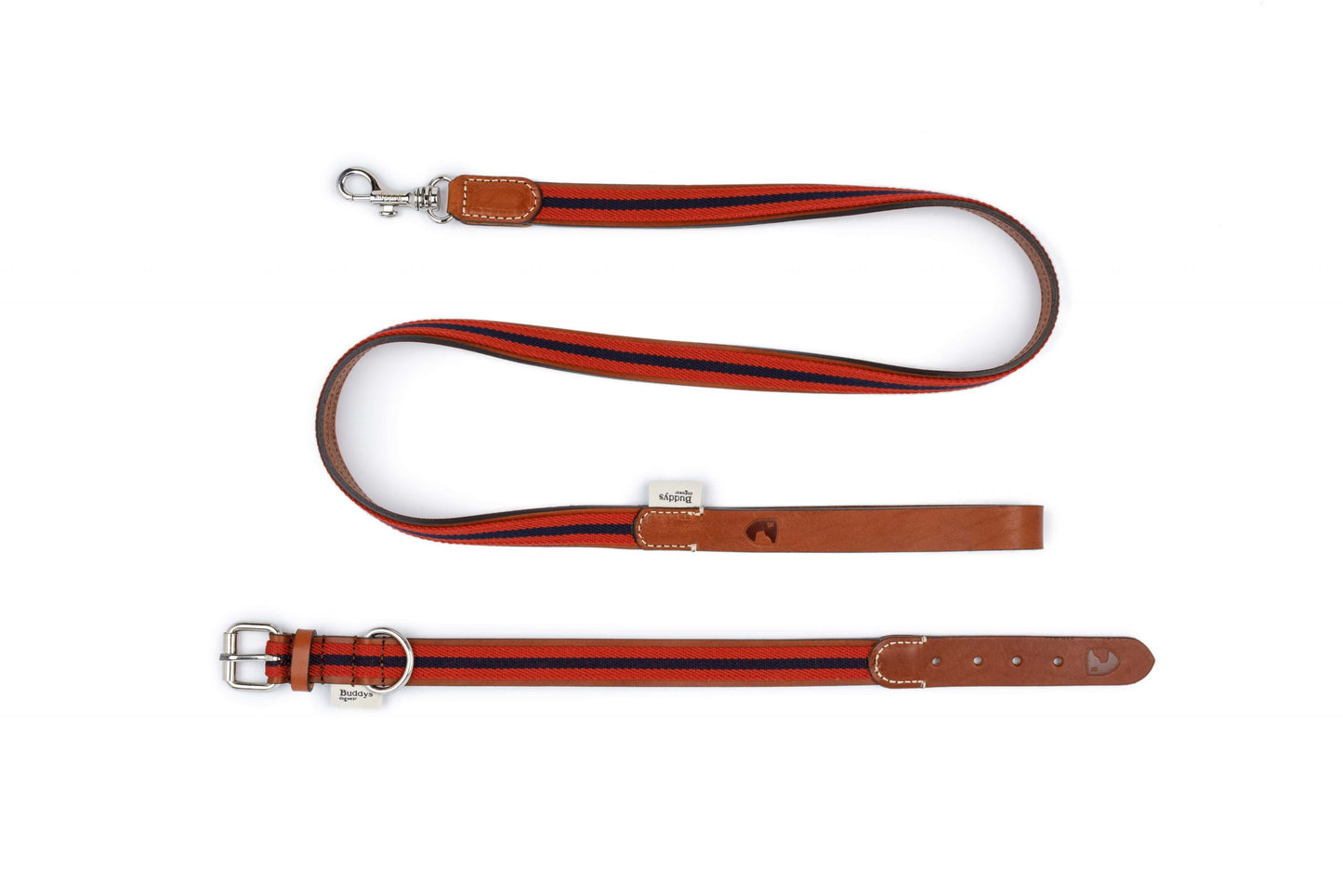 Baseball Leather Dog Lead Red